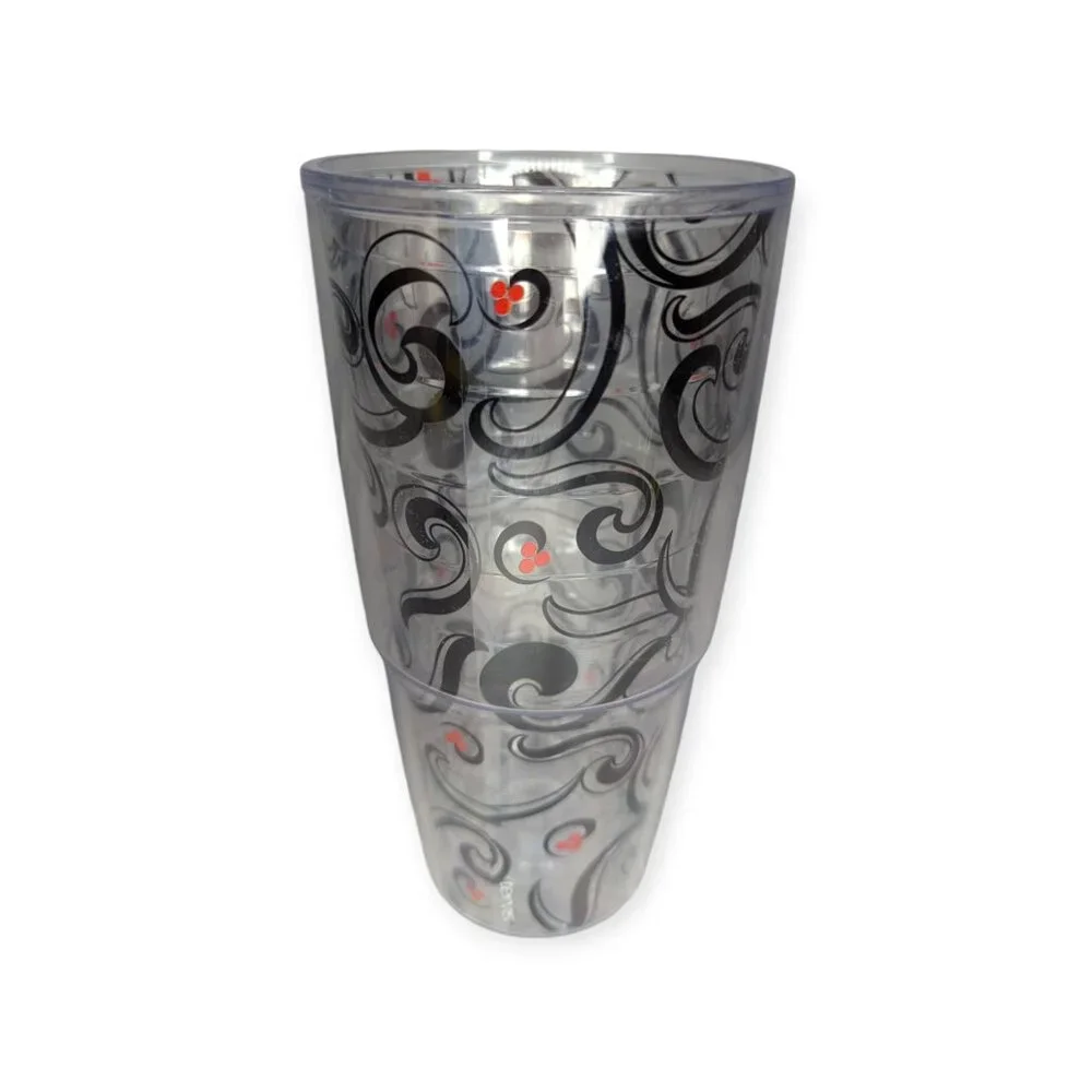 Tervis 24 oz Tumbler Black Swirl w/Red Berries No Lid
